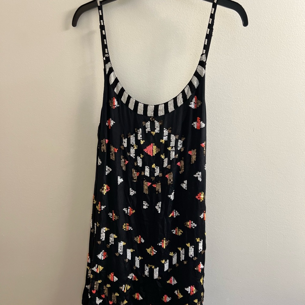 Black Backless Tank Dress with Embellished Features